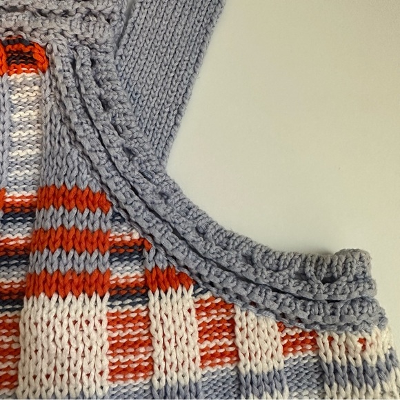 Banana Republic Blue Orange and White Plaid Apron Sweater Knit Tank Top - Picture 10 of 16